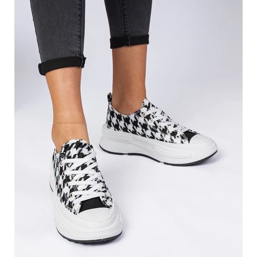 D/CEO marka niezdefiniowana Black and white women's fabric sneakers Katerin Cene