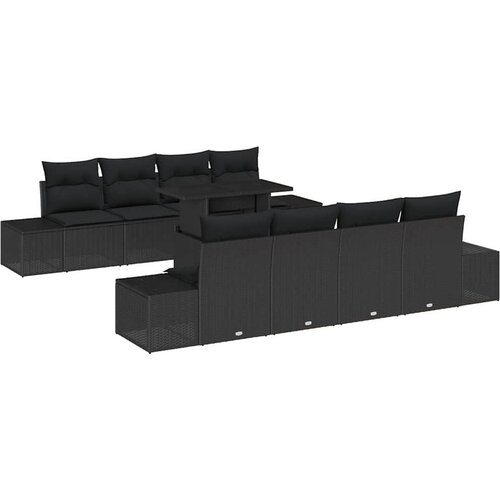  Sjedeća garnitura za vrt 9 kom. Crna 294 x 62 x 85 cm Slike