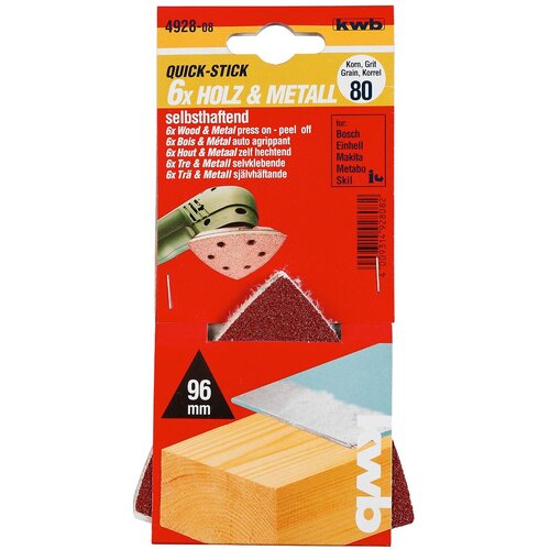 KWB Trokutni brusni papir GR80, 96mm, 5 dijelova, Crveni Cijene