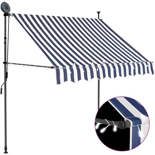 Tenda na ručno uvlačenje s LED svjetlima 100 cm plavo-bijela Cijene