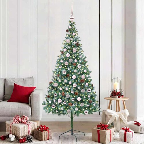 vidaXL Umestno božično drevo med 300 LED Zelena 210 cm PVC in Jeklo Cene