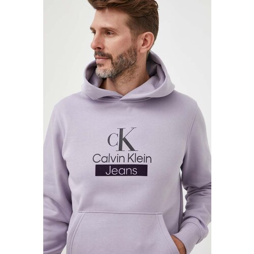 Calvin Klein Jeans Pulover mo&amp;scaron;ka, vijolična barva, s kapuco Slike
