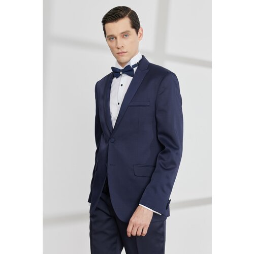 ALTINYILDIZ CLASSICS Men's Navy Blue Slim Fit Slim Fit Dovetail Neck Dobby Vest Tuxedo Suit Slike