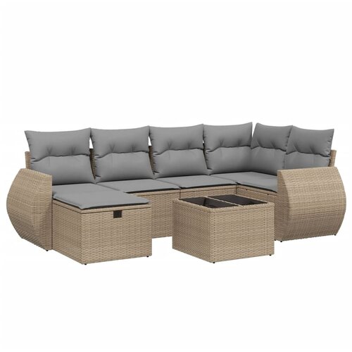 vidaXL 7-dijelni set vrtnih sofa s jastucima bež od poliratana Cijene