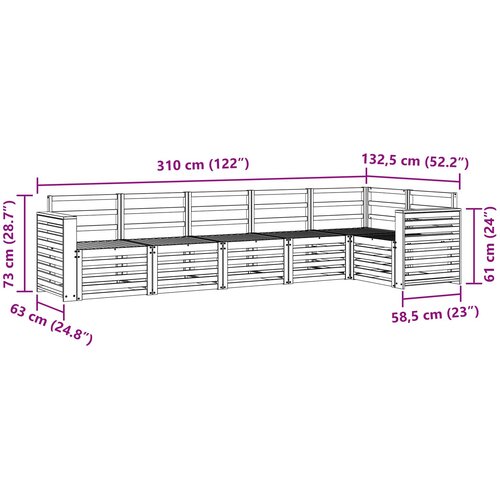  Set vanjskih sofa 6 kom. Prirodna Poliester Bijela 310 x 132,5 x 73 cm Slike