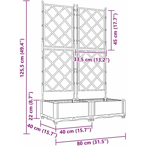  Vrtna saksija 2 pcs Crna 80 x 40 x 125,5 cm Plastika Slike