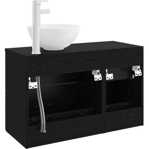  Set namje&amp;scaron;taja za kupaonicu 2 kom. Crni hrast 49,5 x 41 x 80 cm Slike