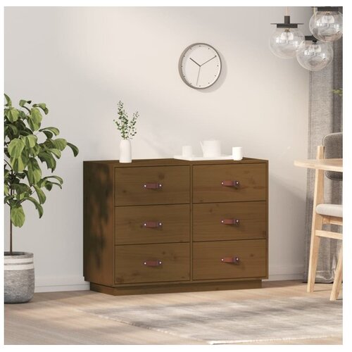  Komoda medeno rjava 100x40x75 cm trdna borovina Cene