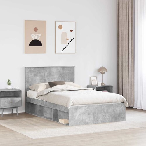  Krevetna konstrukcija s ladicama Betonska siva 135 x 190 cm Hladna bijela Slike