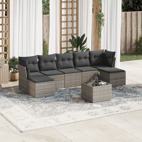vidaXL 8-dijelni set vrtnih sofa od poliratana s jastucima sivi Cijene