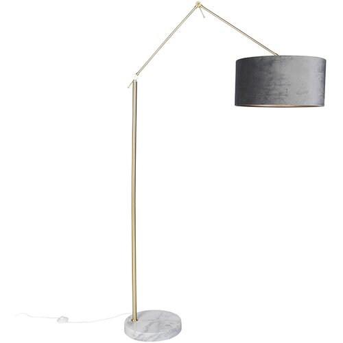 QAZQA Moderna talna svetilka zlato žametno senčnik siva 50 cm - Editor Cene