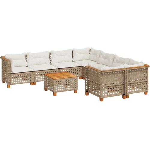 VidaXL 9-dijelni set vrtnih sofa s jastucima bež od poliratana Slike
