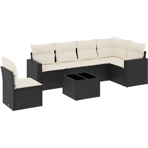  7-dijelni set vrtnih sofa od poliratana s jastucima crni Slike