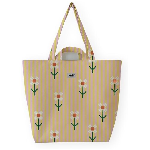 Lori Barcelona Nakupovalne torbe Stripe Bloom Bag - Yellow Flower Rumena Cene