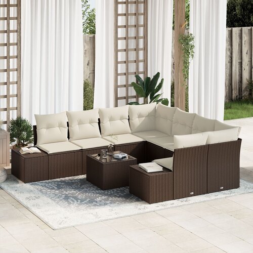 vidaXL Sjedeća garnitura za vrt 9 pcs Smeđa, krem 55 x 55 x 37 cm Cijene