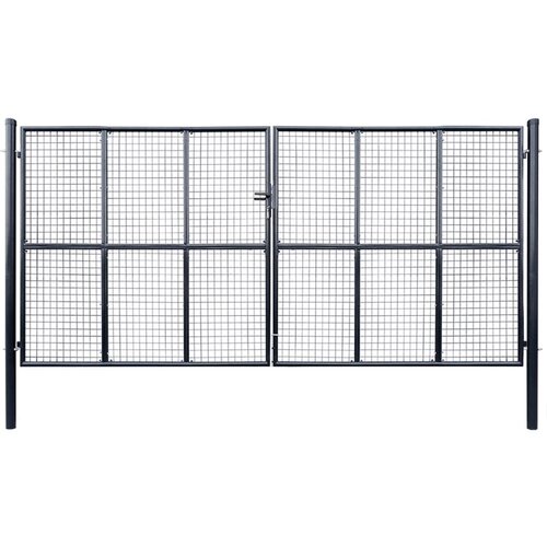 vidaXL Mrežasta vrtna vrata pocinkano jeklo 400x200 cm siva Cene