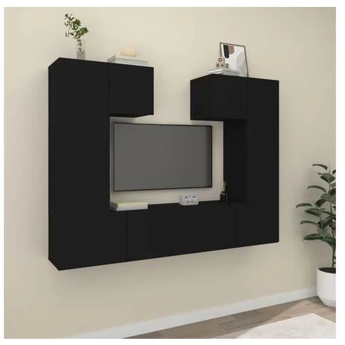  Komplet TV omaric 6-delni črn inženirski les