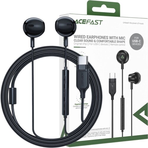 Acefast L2 usb-c in-ear slušalke z daljinskim upravljalnikom in mikrofonom 1,2 m črne, (21832955) Cene