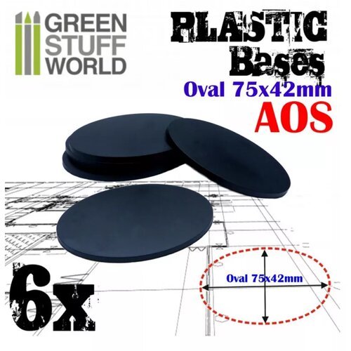 Green Stuff World Plastic Oval Base 75x42mm - PACKx6 Slike