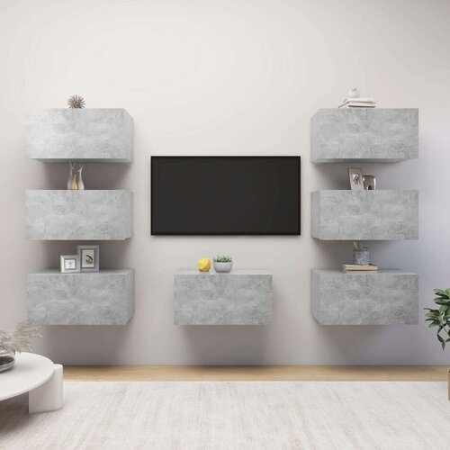 TV ormarići 7 kom siva boja betona 30 5 x 30 x 60 cm od iverice Slike