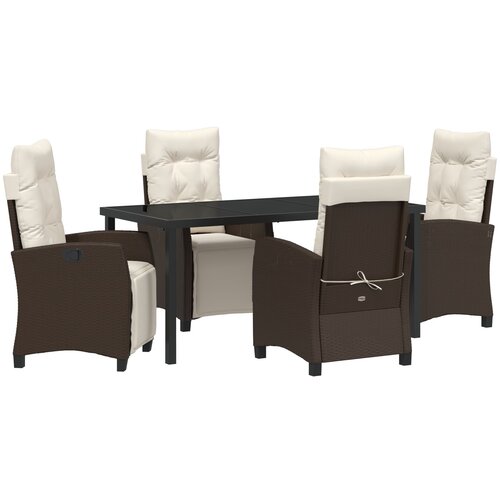 VidaXL 5-delni set vrtne jedilnice Rjava poli ratan, (22087171) Slike