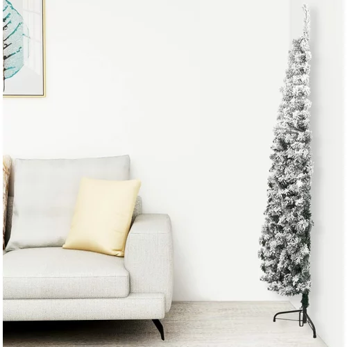 vidaXL tanka umjetna polovica božićnog drvca sa snijegom 120 cm