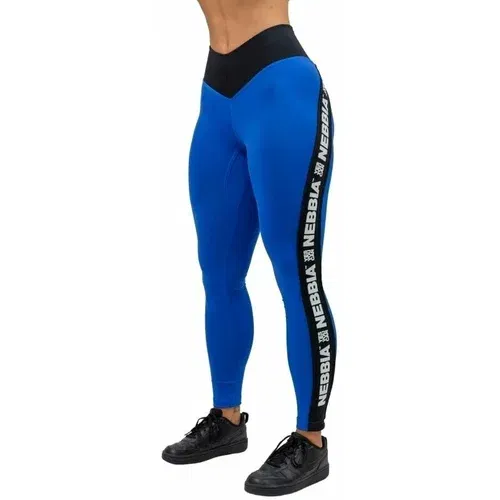 NEBBIA High Waisted Side Stripe Leggings Iconic Blue XS Fitnes hlače