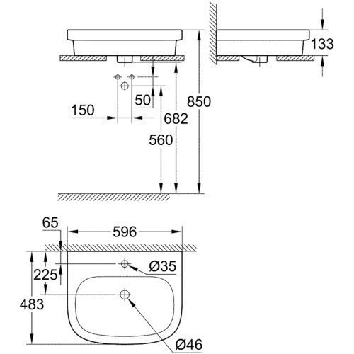 Grohe Euro Ceramic umivaonik na ploču 60 39337000 Slike