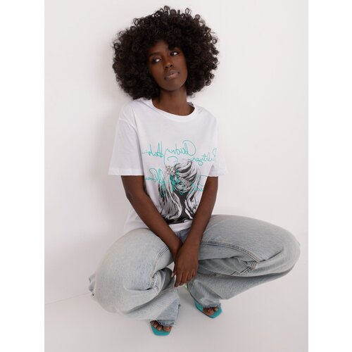 Fashion Hunters White T-shirt with print and appliqués Cene