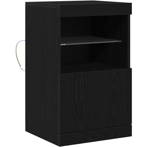 vidaXL Stranski pult z LED lučmi Črna Oreh 41x37x67 cm, (22008752) Cene