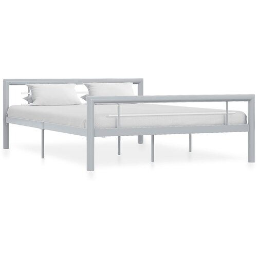 Posteljni okvir siv in bel kovinski 160x200 cm Slike