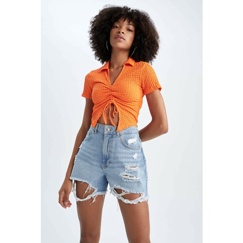 Defacto Fitted Polo Neck Short Sleeve Crop T-Shirt Slike