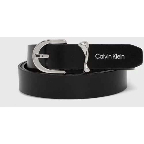 Calvin Klein Usnjen pas ženski, črna barva