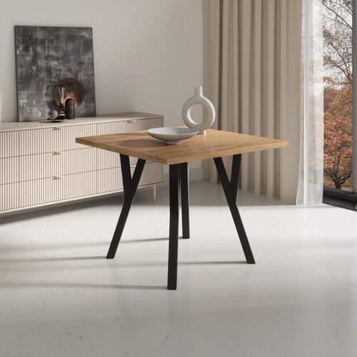 ADRK Moderni blagovaonski stol RODOS 83, 80x80 cm - HRAST LEFKAS-CRNA Cijene
