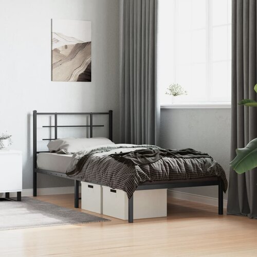  Metalni okvir za krevet s uzglavljem crni 90x190 cm Cijene