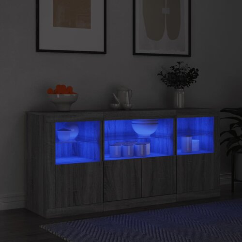  Komoda s LED svjetlima boja sivog hrasta 142,5x37x67 cm Cijene