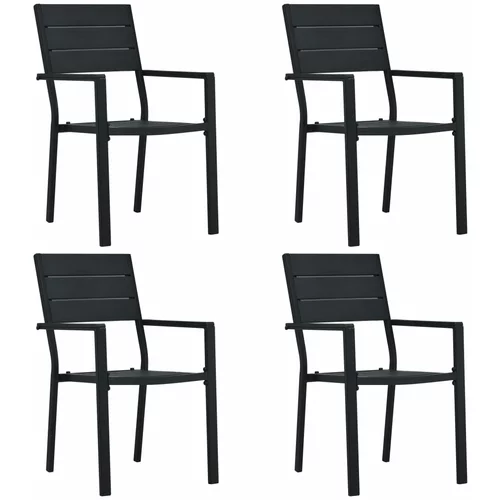  Vrtne stolice 4 kom crne HDPE s izgledom drva
