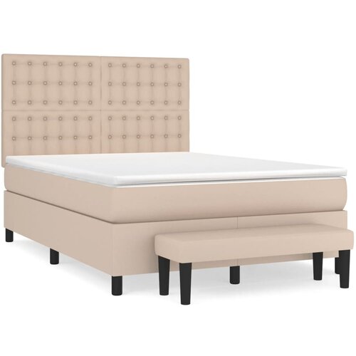 VidaXL Box spring postelja z vzmetnico kapučino 140x200cm umetno usnje, (20897476) Slike