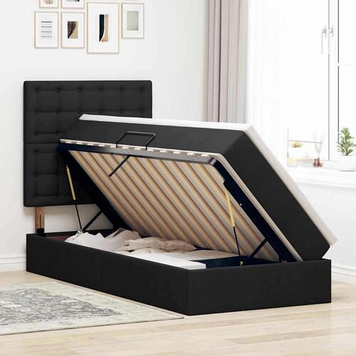  Krevet s prostorom za pohranu s LED-om Crna 90 x 200 cm Cene