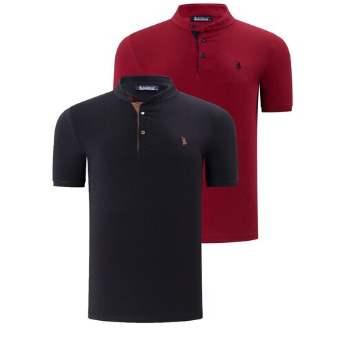 Dewberry DUO SET T8560 MEN'S T-SHIRT-BLACK-BURGUNDY Cene