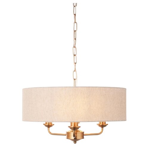  Endon 110723 - Luster na lancu HIGHCLERE 3xE14/40W/230V bež/mesing Slike
