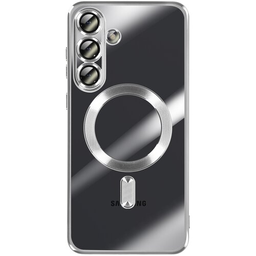 AVIZAR Ohišje za Galaxy S25 FE MagSafe, mehko, odporno na udarce, s kromiranim robom, Srebrna, (5000190396) Cene