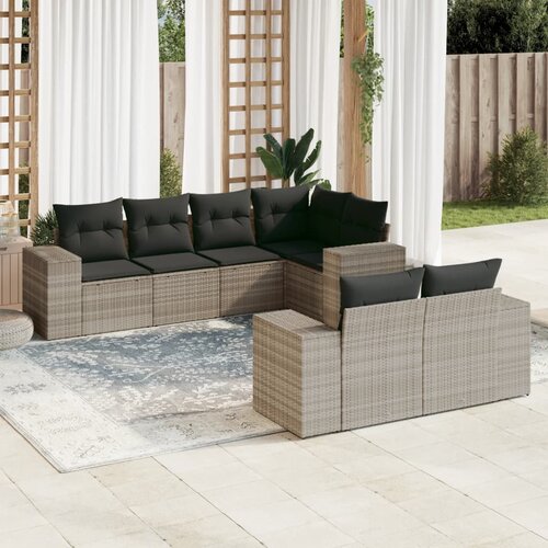 vidaXL 7-dijelni set vrtnih sofa svjetlosivi od poliratana Cijene