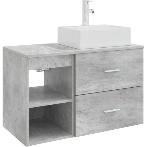 vidaXL Komplet pohištva za kopalnico 2 pcs Betonsko siva, (5000245491) Cene