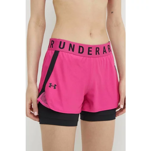 Under Armour Kratke hlače za trening za žene, boja: ružičasta, s tiskom, visoki struk