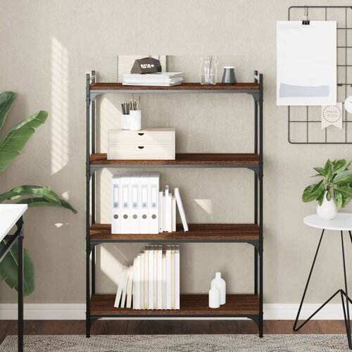  The Living Store Knjižna omara 4-nadstropna rjavi hrast 80x30x120 cm inž. les - Knjižna Omara, (21442760) Cene