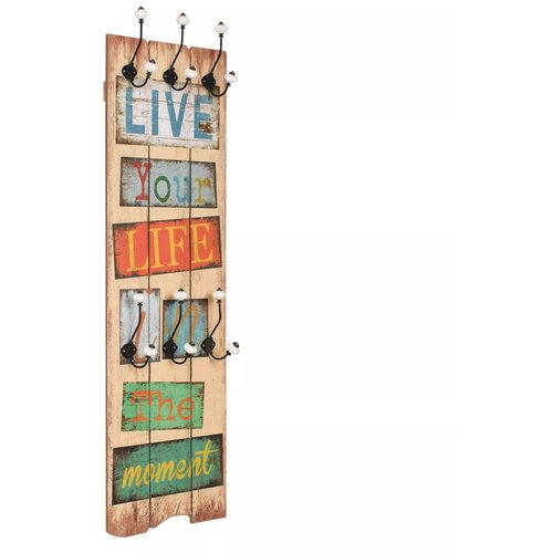  Stenski obešalnik s 6 kljukicami 120x40 cm LIVE LIFE, (20768645) Cene