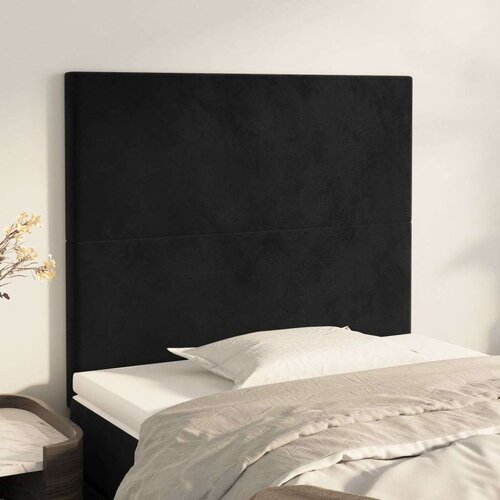  Posteljno vzglavje 2 kosa črno 100x5x78/88 cm žamet, (20793021) Slike