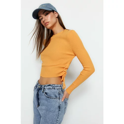 Trendyol Orange Side Shirring Detailed Knitwear Sweater