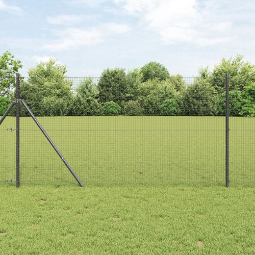 VidaXL varjena žična ograja s 13 stebri siva 1.2x25 m jeklo Slike